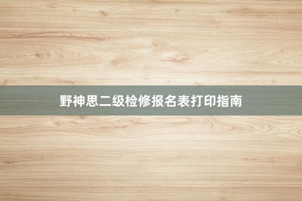 野神思二级检修报名表打印指南